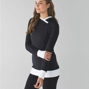 Lululemon Athletic Black and White Striped Hoodie